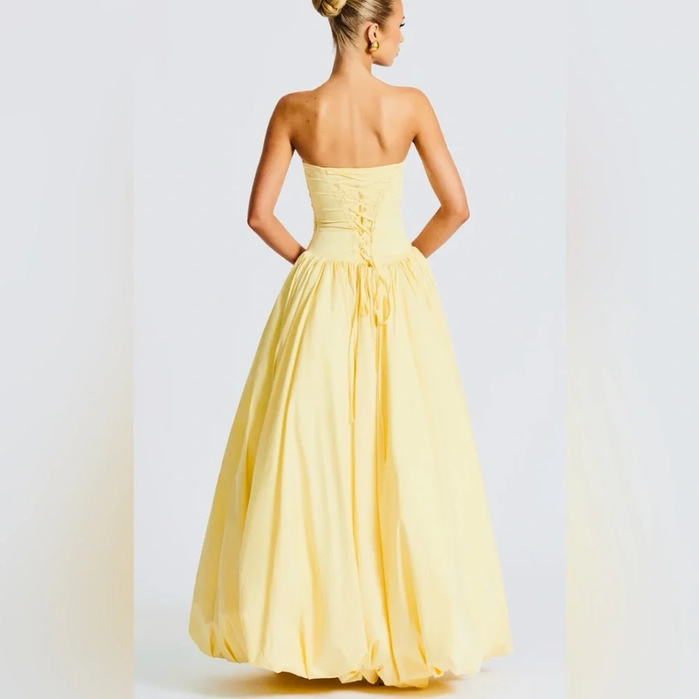 YELLOW LONG Elegant Strapless Evening Gown - Picture 15 of 16